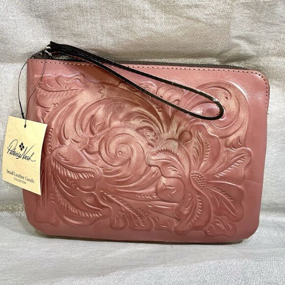 PATRICIA NASH Wristlet Tooled CASSINI Old Rose NWT - Picture 1 of 8